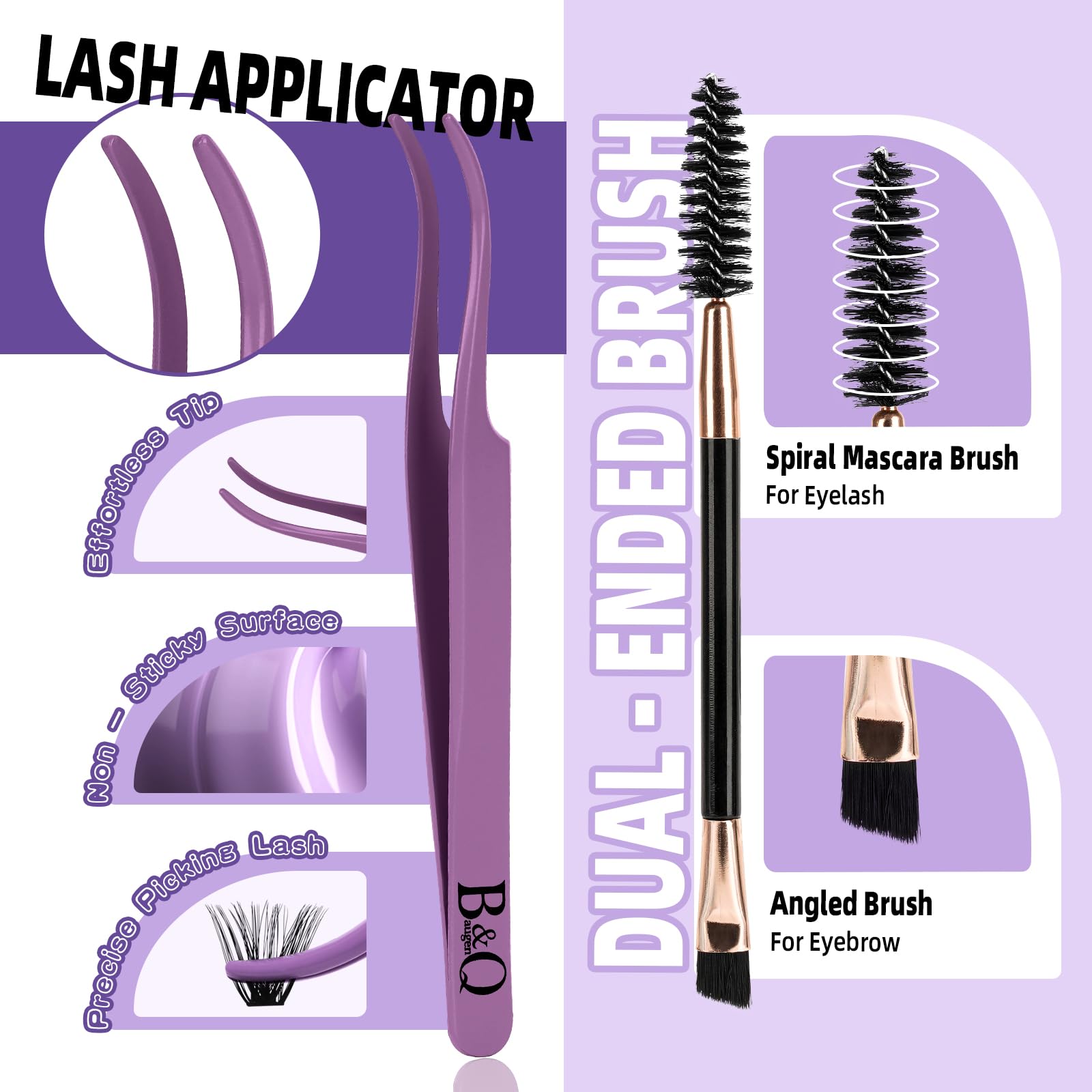 B&Qaugen lash tweezers aid precise DIY application.