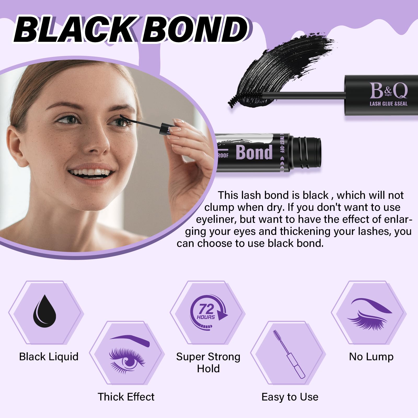 B&Qaugen waterproof lash glue ready for swimming and daily wear.