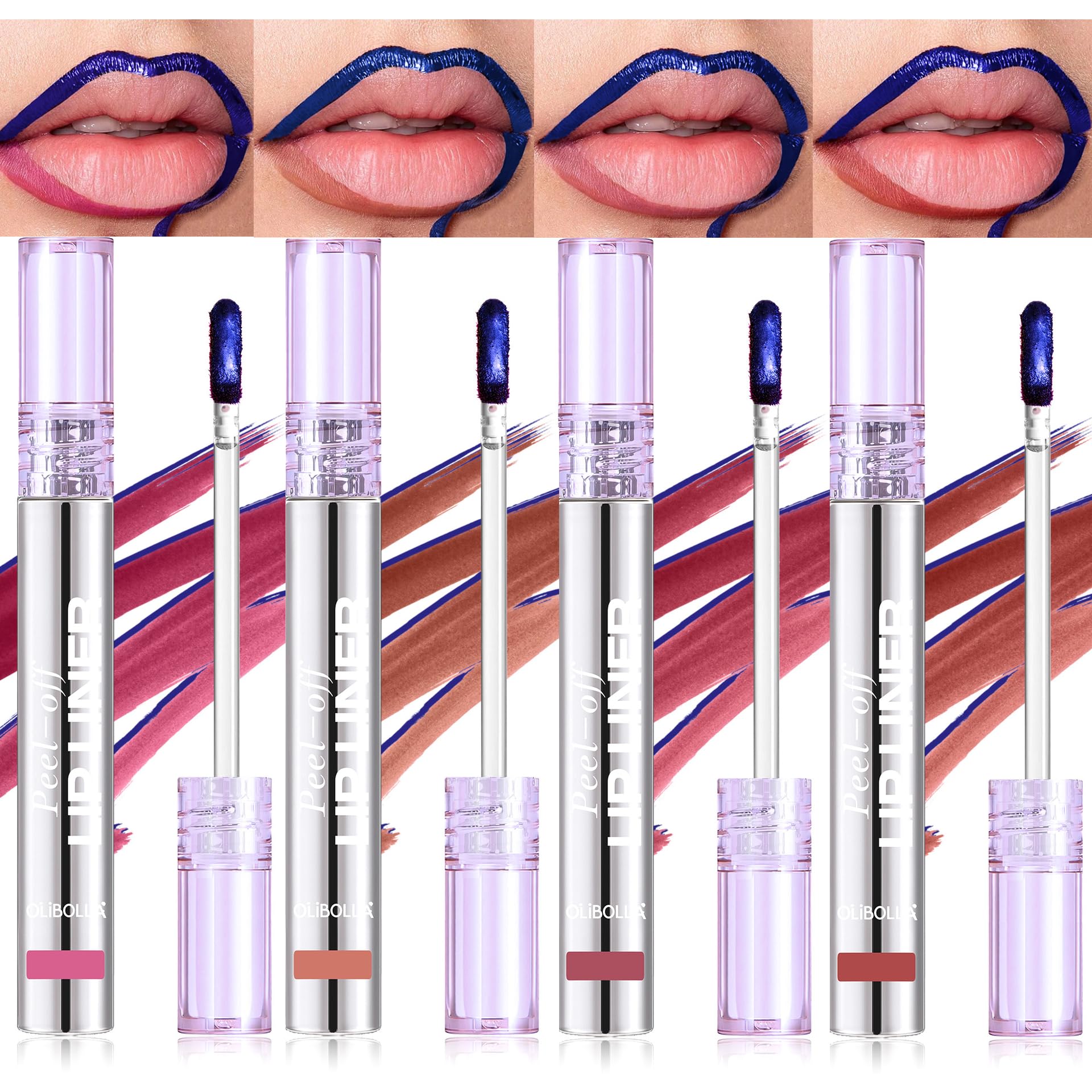BANGFENG 4Pcs Peel Off Lip Liner Stain: color intenso y resistencia a la transferencia.