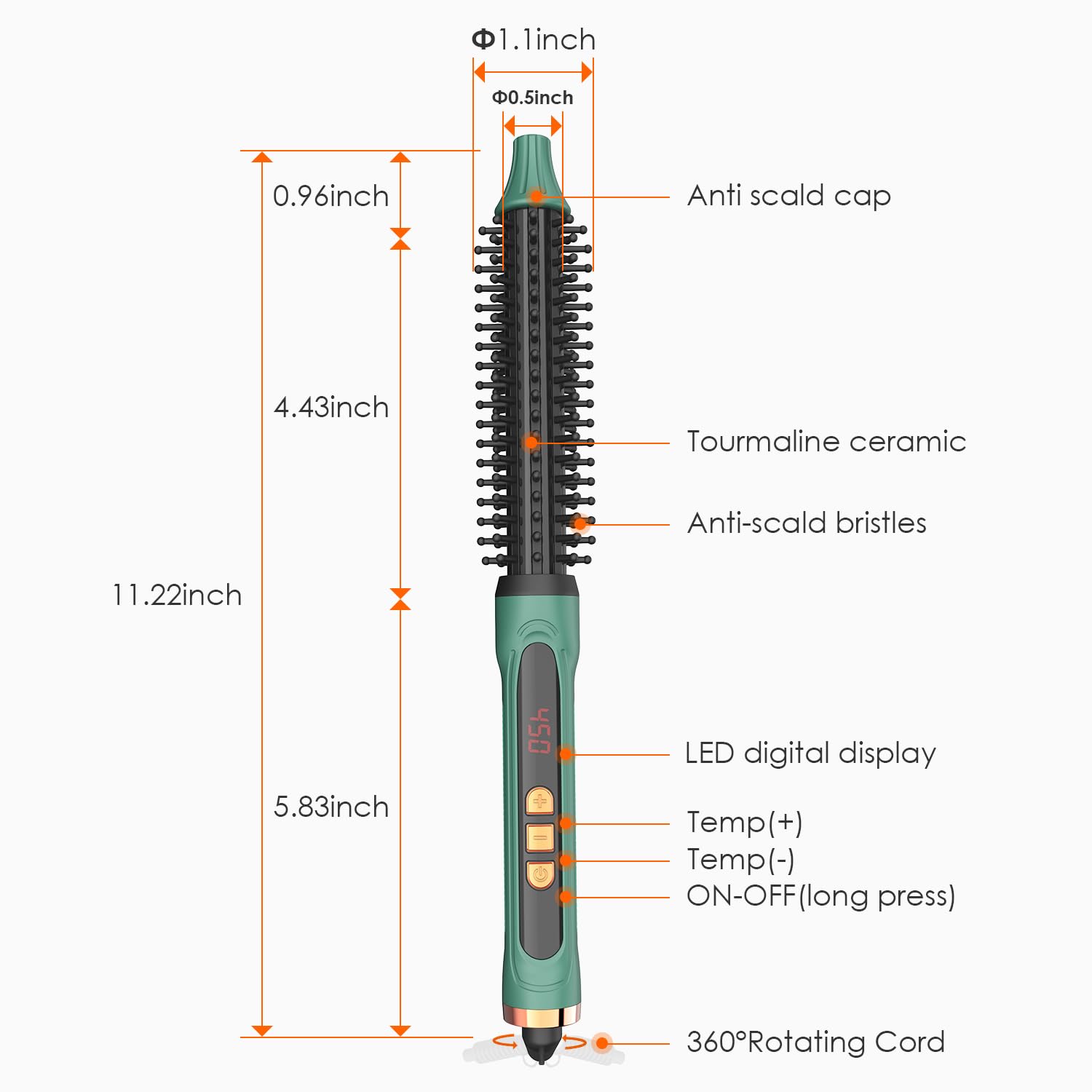 BANGMENG Mini Thermal Round Brush LED display guides precise temperature control.