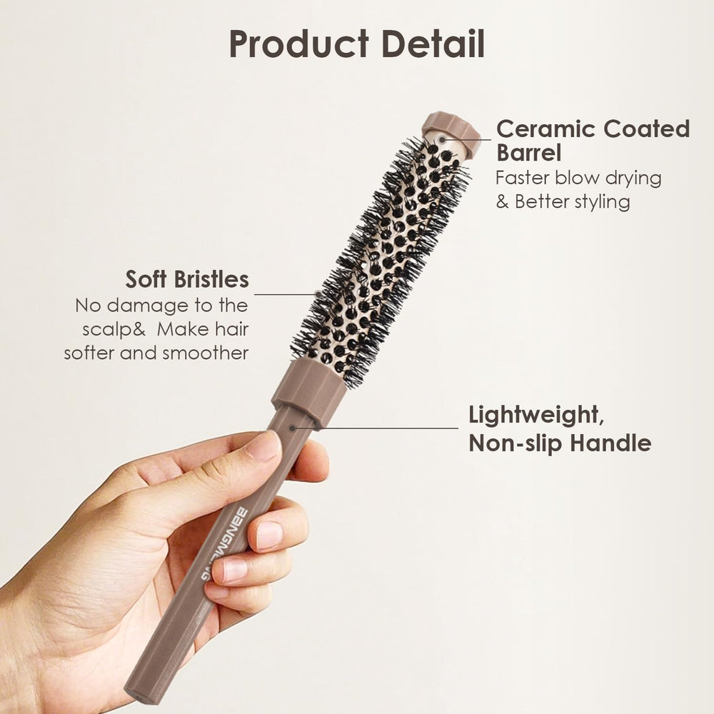 Bangmeng 0.5 inch round brush provides smooth blow-dry results at home.