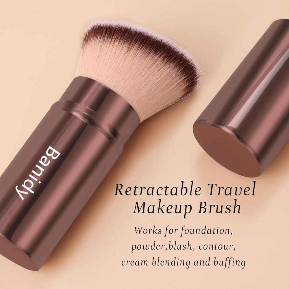 Banidy kabuki used for foundation, powder, and bronzer applications.