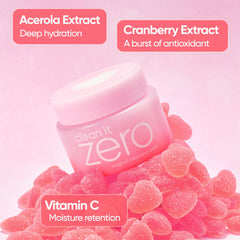 BANILA CO balm-to-oil texture shown during makeup removal application