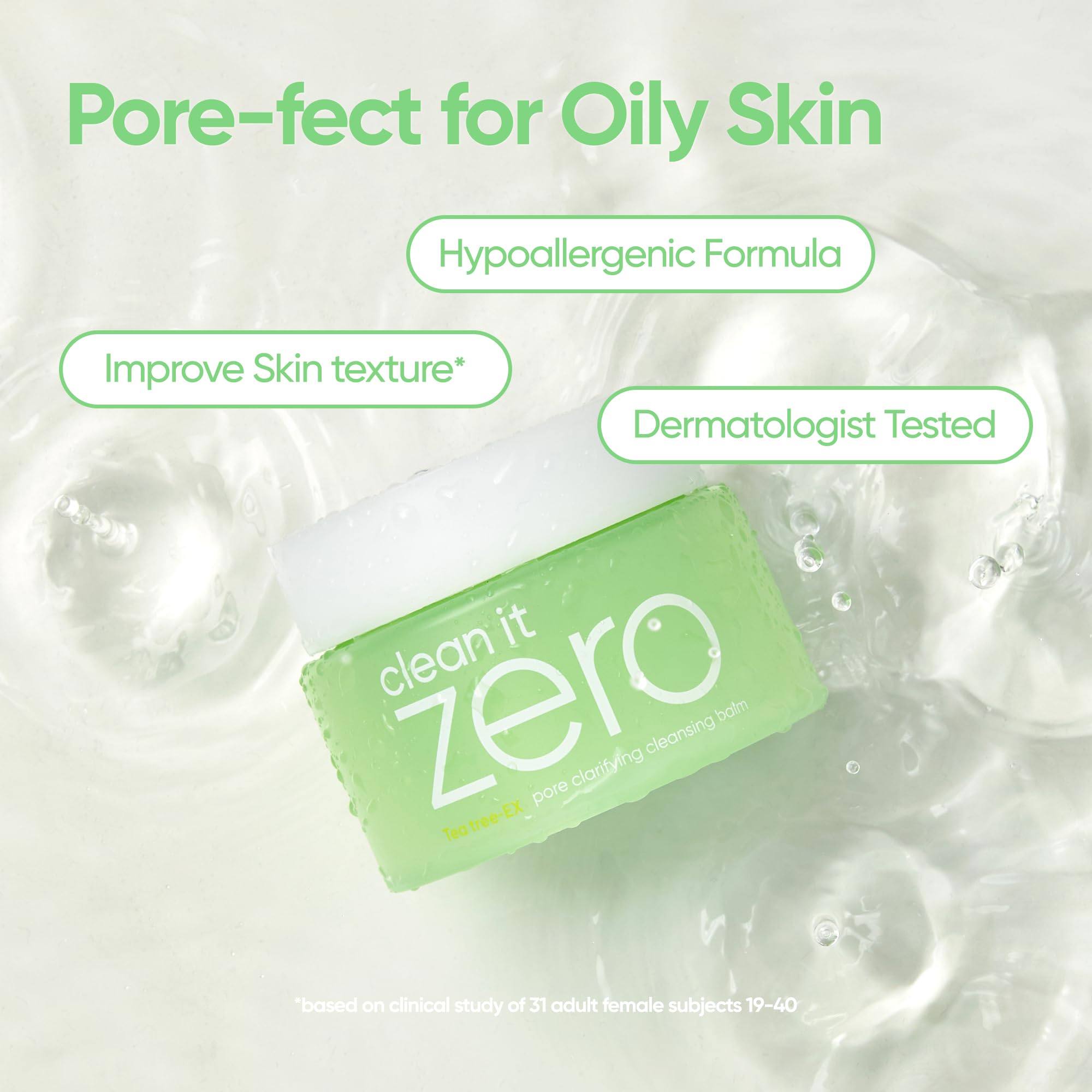 BANILA CO Clean It Zero Pore Clarifying balm on skin showing pore-care action and smooth finish