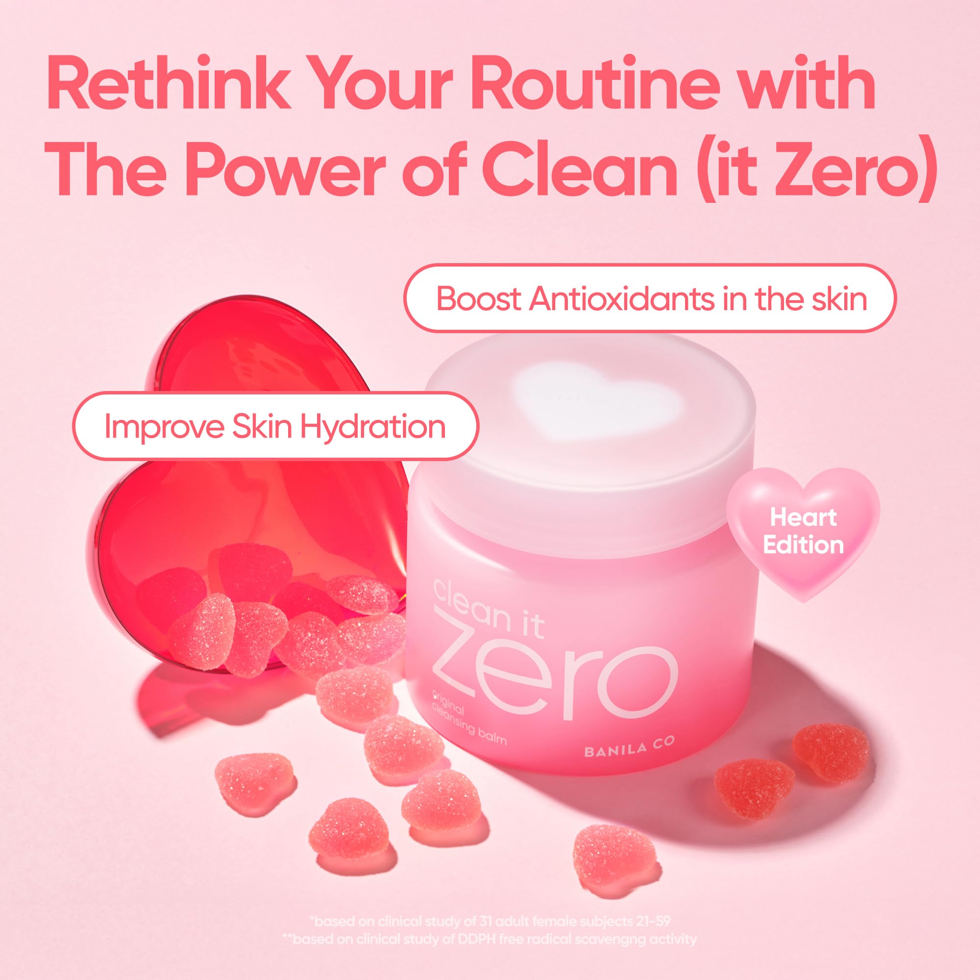 BANILA CO Heart Edition packaging close-up highlighting collectible design and vegan formula