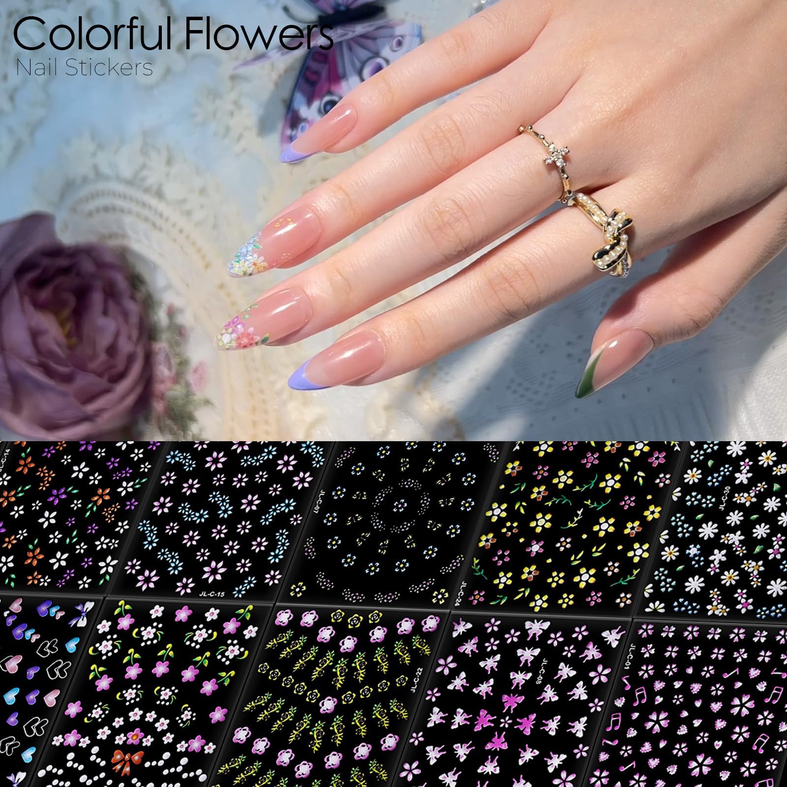 banmagately flores botanicas 3D: estampados vibrantes para realzar manicura.