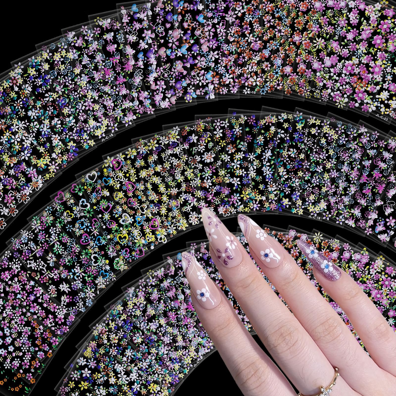 banmagately margarita 3D: adhesivos para uñas con efecto floral duradero.