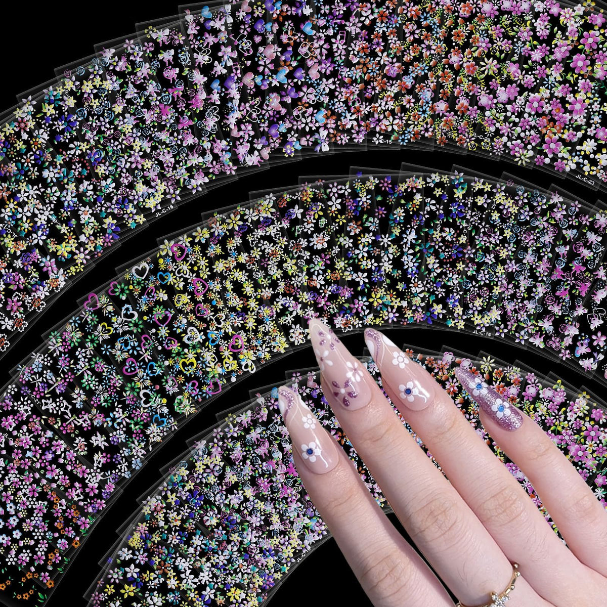 banmagately margarita 3D: adhesivos para uñas con efecto floral duradero.