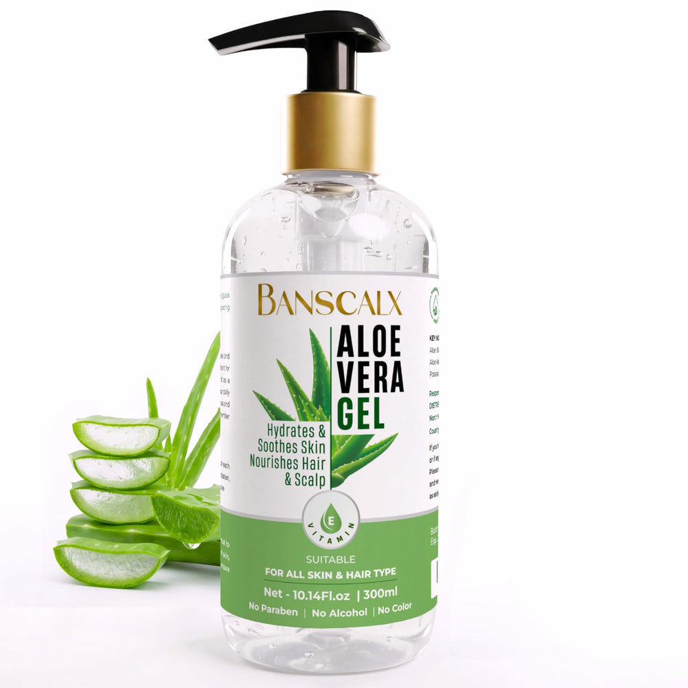 BANSCALX Aloe Vera Gel hydrates the face with gentle, soothing moisture.