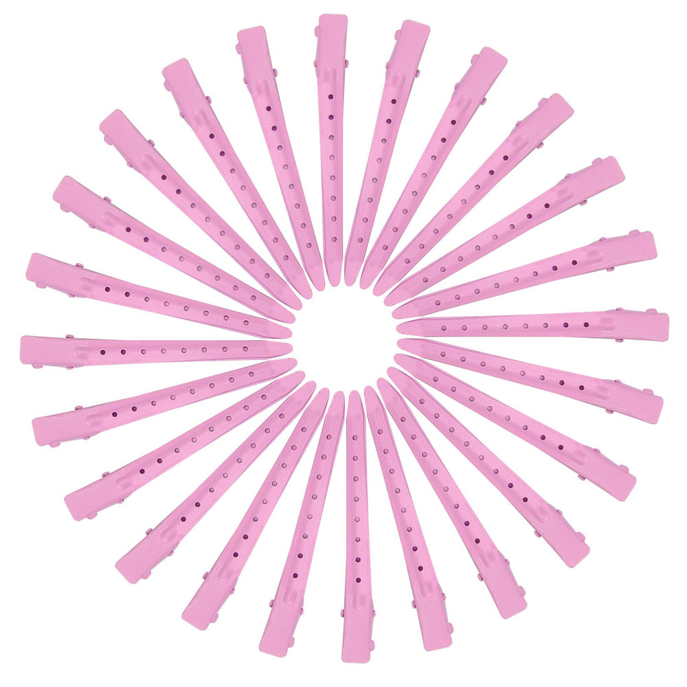 Bantoye 24-pack duck bill clips in pink for salon or home use.