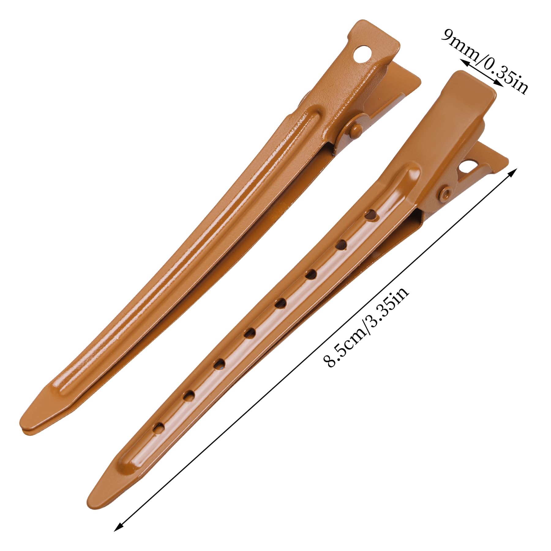 Bantoye brown duck bill clip used for hair sectioning during styling.