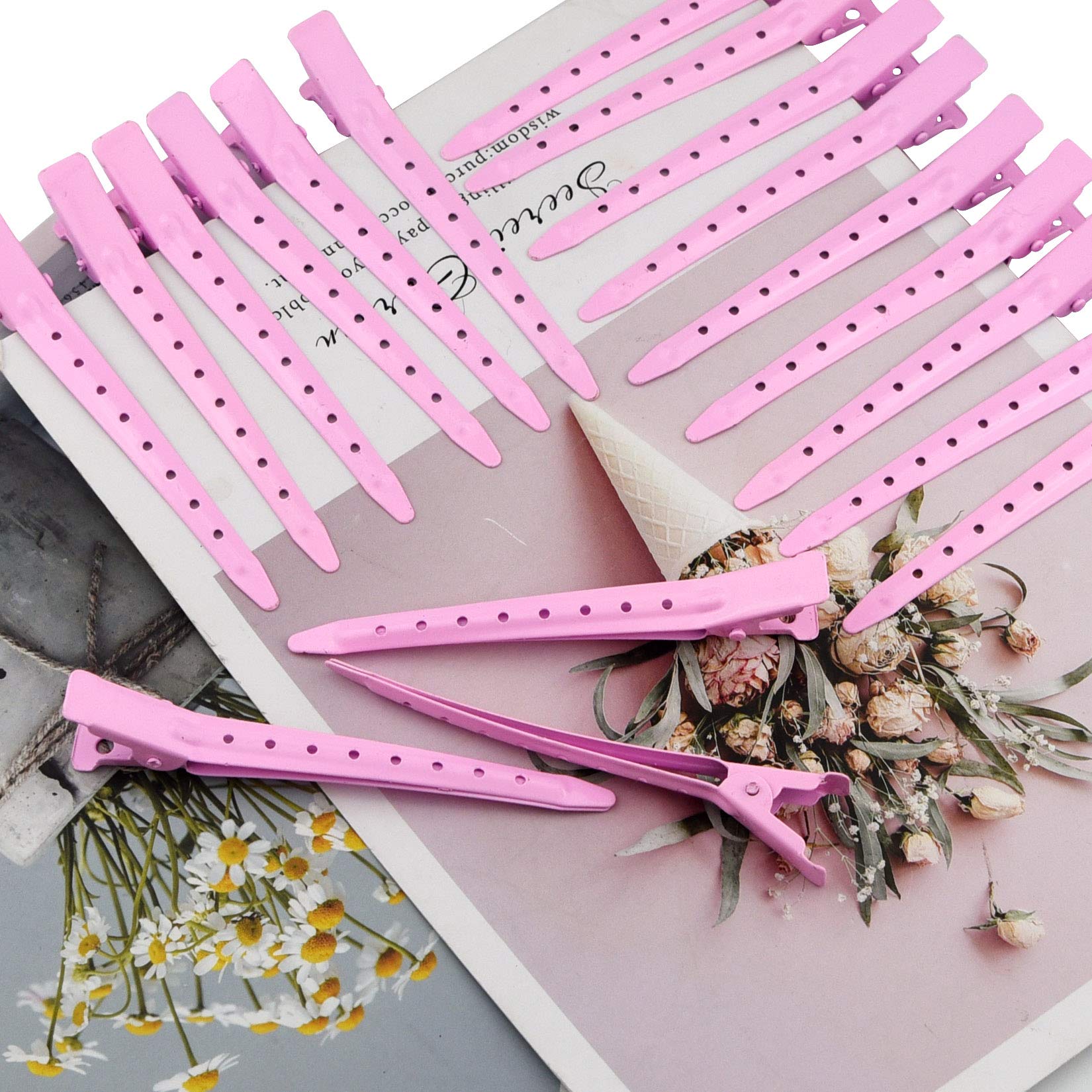 Bantoye rustproof nickel-plated duck bill clip in pink finish for long-lasting use.