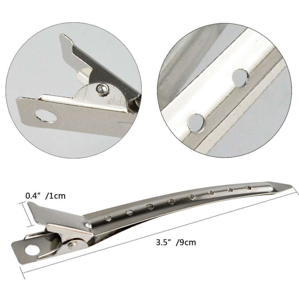 Bantoye metal alligator clip secures sections during styling and curling.