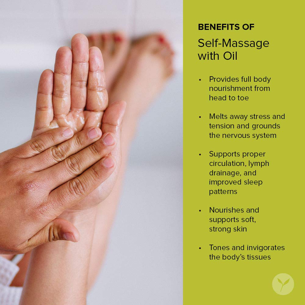 Banyan Botanicals abhyanga massage setup with warm oil ritual