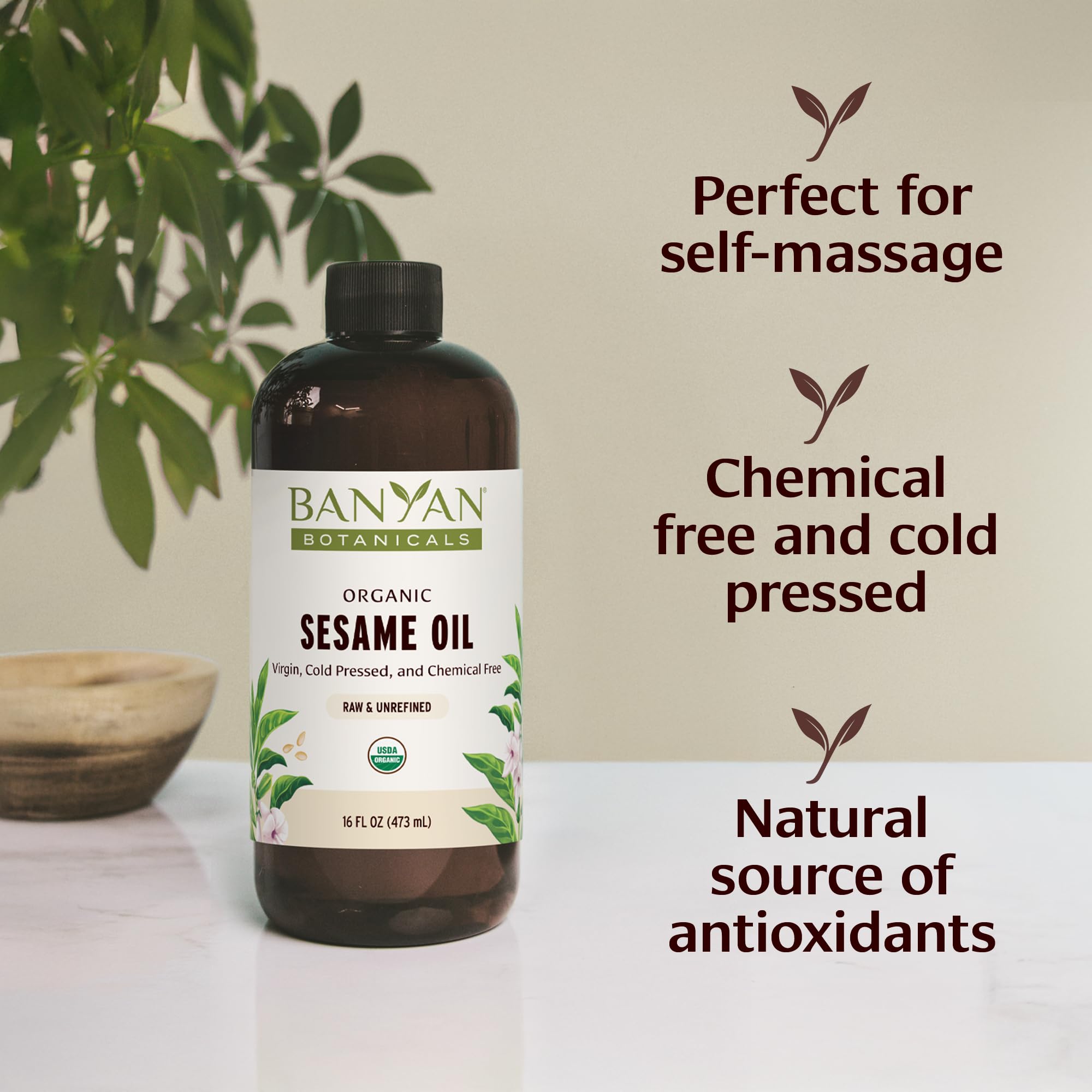 Banyan Botanicals Aceite de sésamo para piel y uso corporal diario.