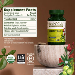 Banyan Botanicals organic hair care capsules illustrating plant-based care