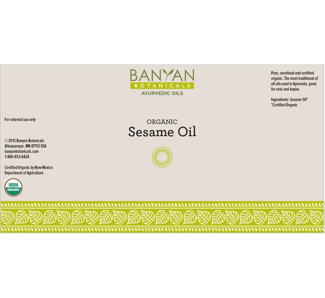 Banyan Botanicals sesame oil amber hue indicates natural purity
