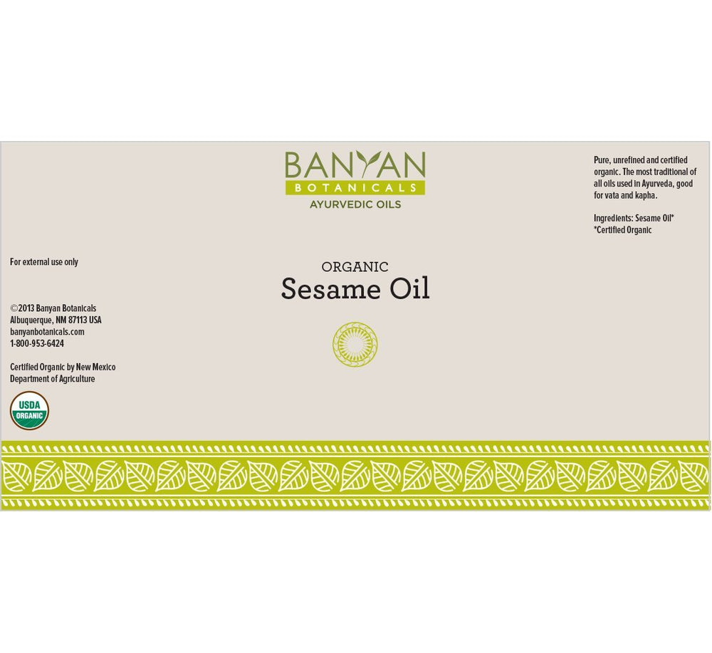 Banyan Botanicals sesame oil amber hue indicates natural purity