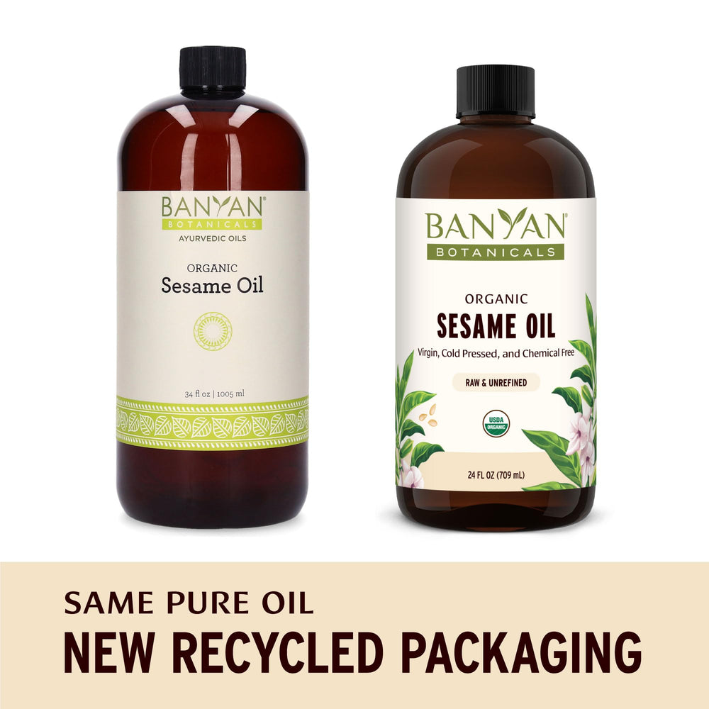 Banyan Botanicals sesame oil pour spout for easy self massage