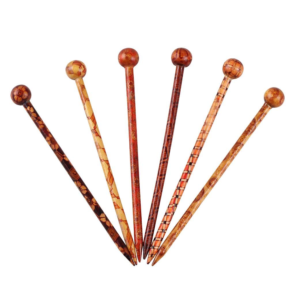 Baoblaze palillos de madera artesanal, juego de 6 piezas para looks versátiles