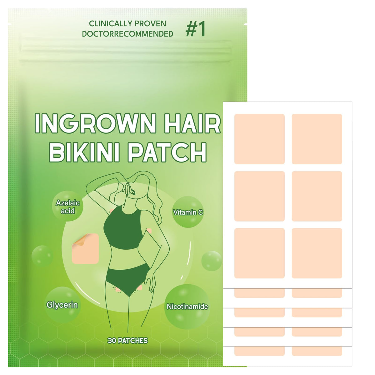 Bapbalolo ingrown hair patch box front for convenient bikini area treatment