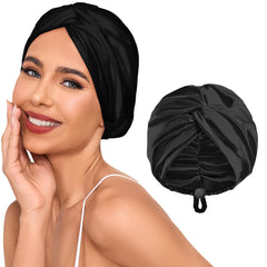 Baqzqudnl bonete seda doble capa con ajuste trasero protege el cabello
