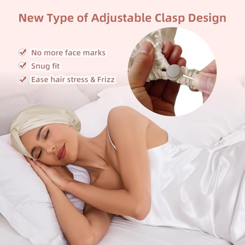 Baqzqudnl bonete seda doble capa protege el cabello durante la noche.