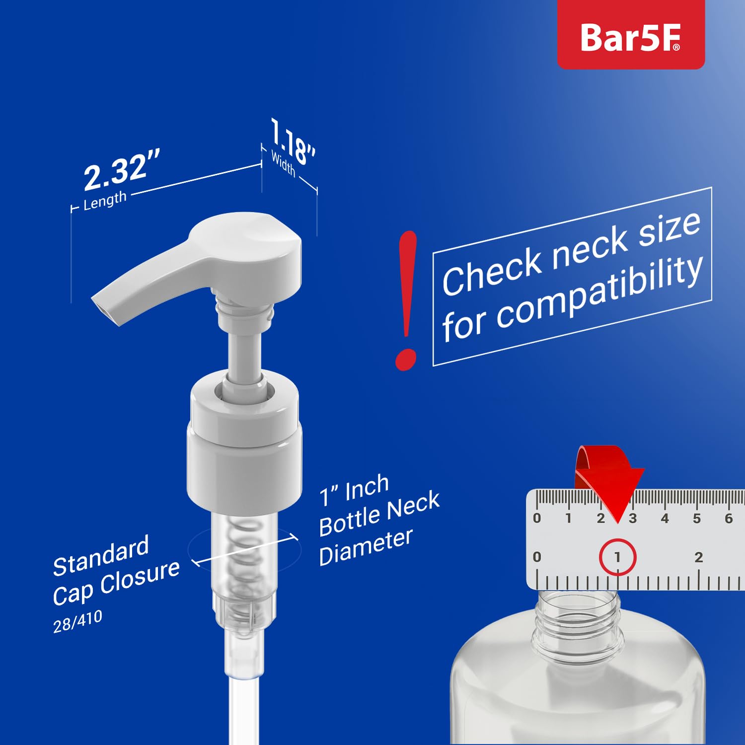 Bar5F 28mm neck compatibility on standard bottle necks.