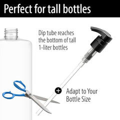 Bar5F black and white pump dispenser matches bottles and color codes products.