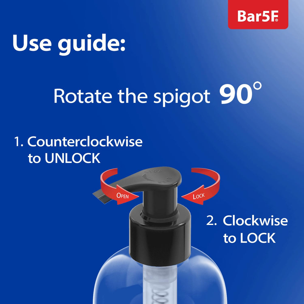 Bar5F crystal-clear PET bottle provides visibility for contents.