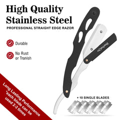 BarbaQo Straight Razor 10-blade-pack ready for beard, neck and mustache grooming.