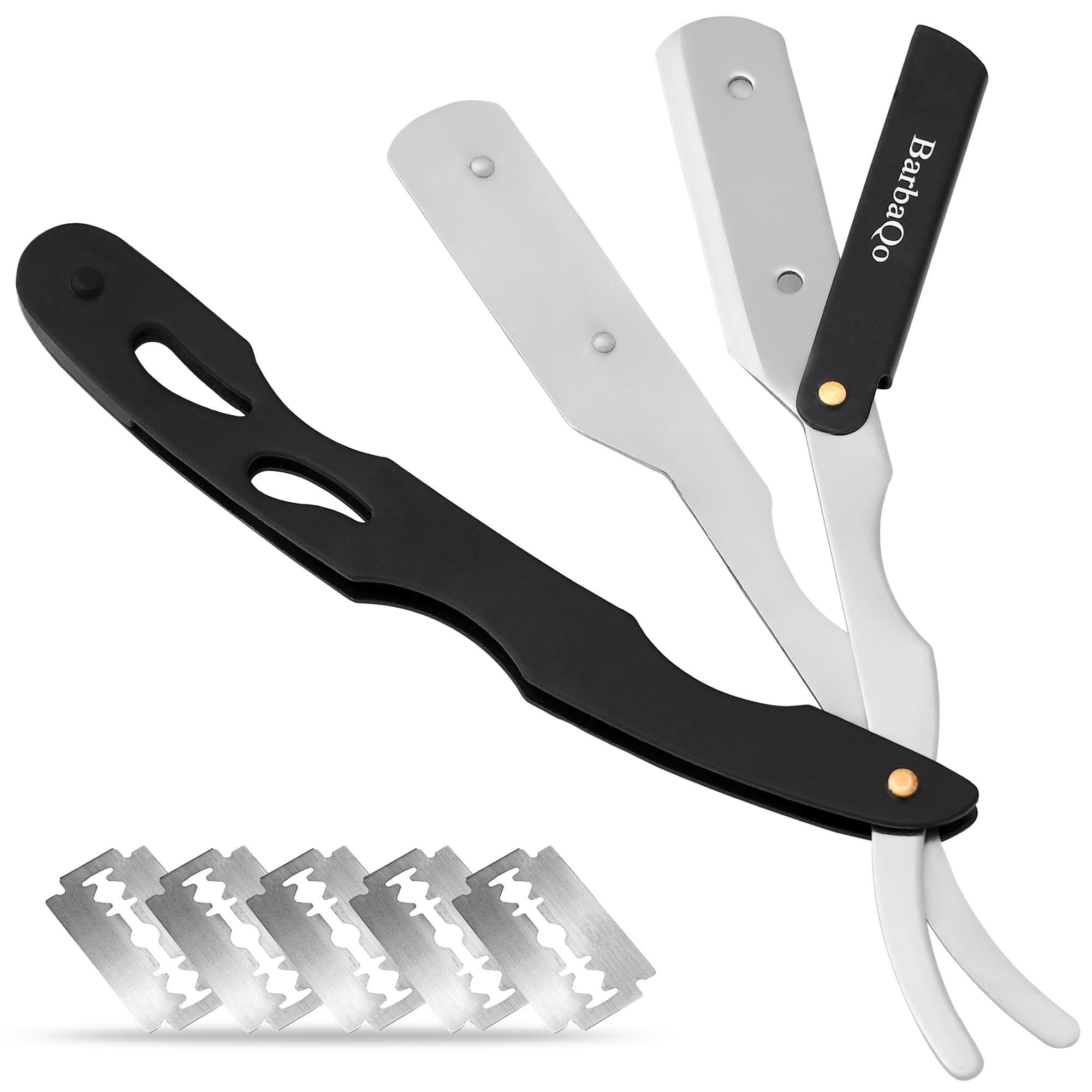 BarbaQo Straight Razor blade-exchange with swing lock for quick blade changes.