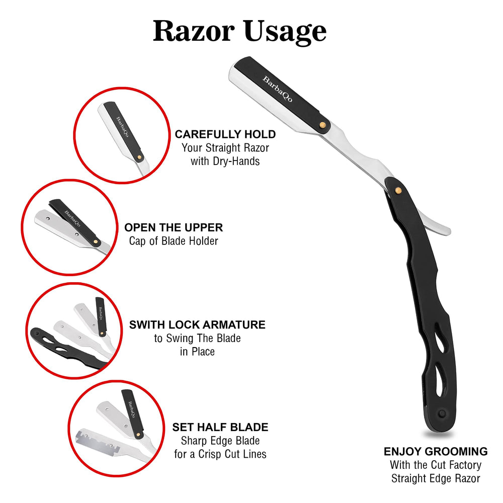 BarbaQo Straight Razor close shave demo illustrating precise edge and neckline work.