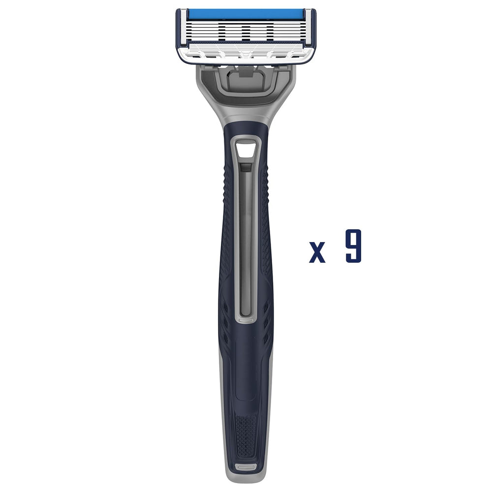 Barbasol lubricating strip with aloe, vitamin E and argan oil moisturizes skin during shaving.