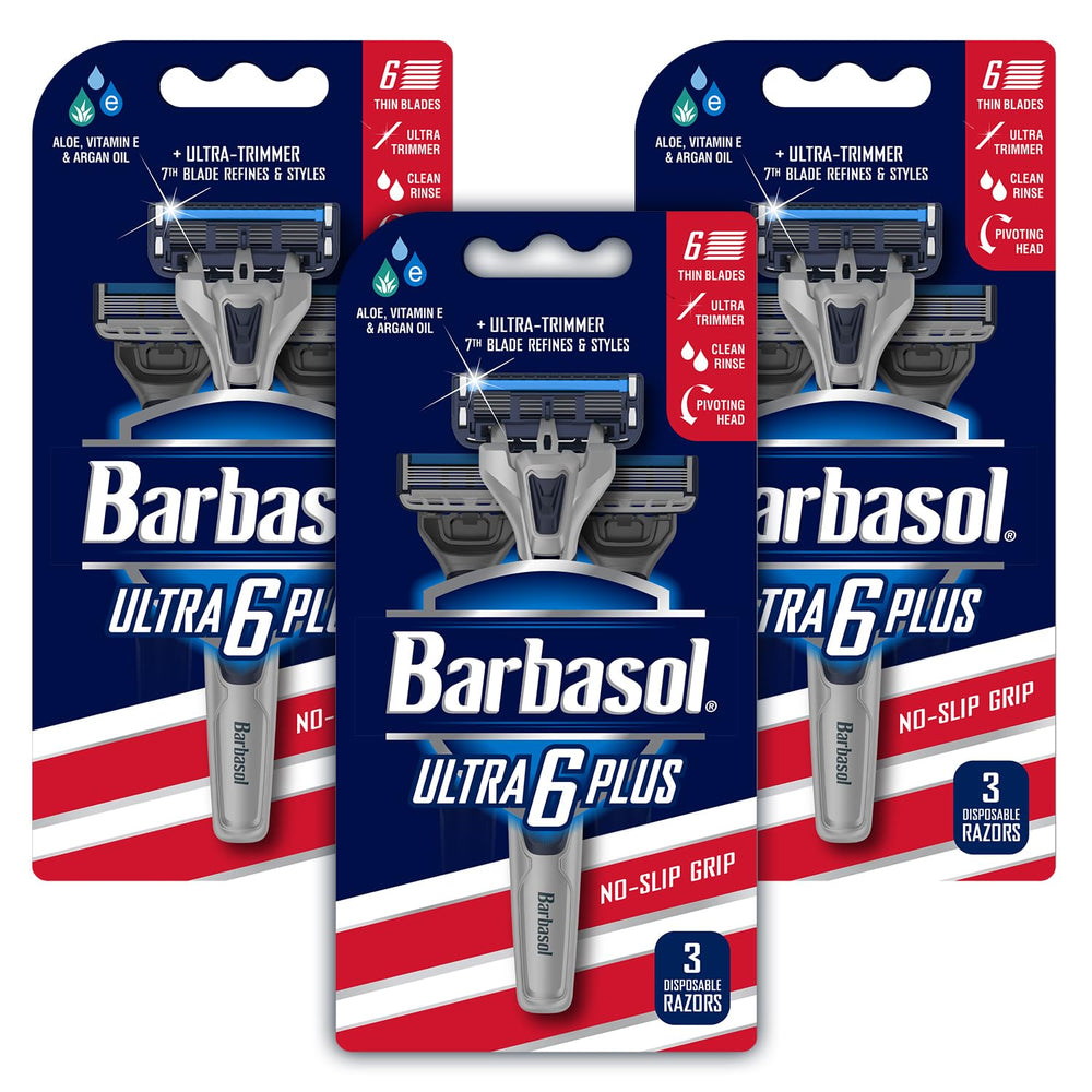 Barbasol open flow blades for easy cleaning and longer blade life.