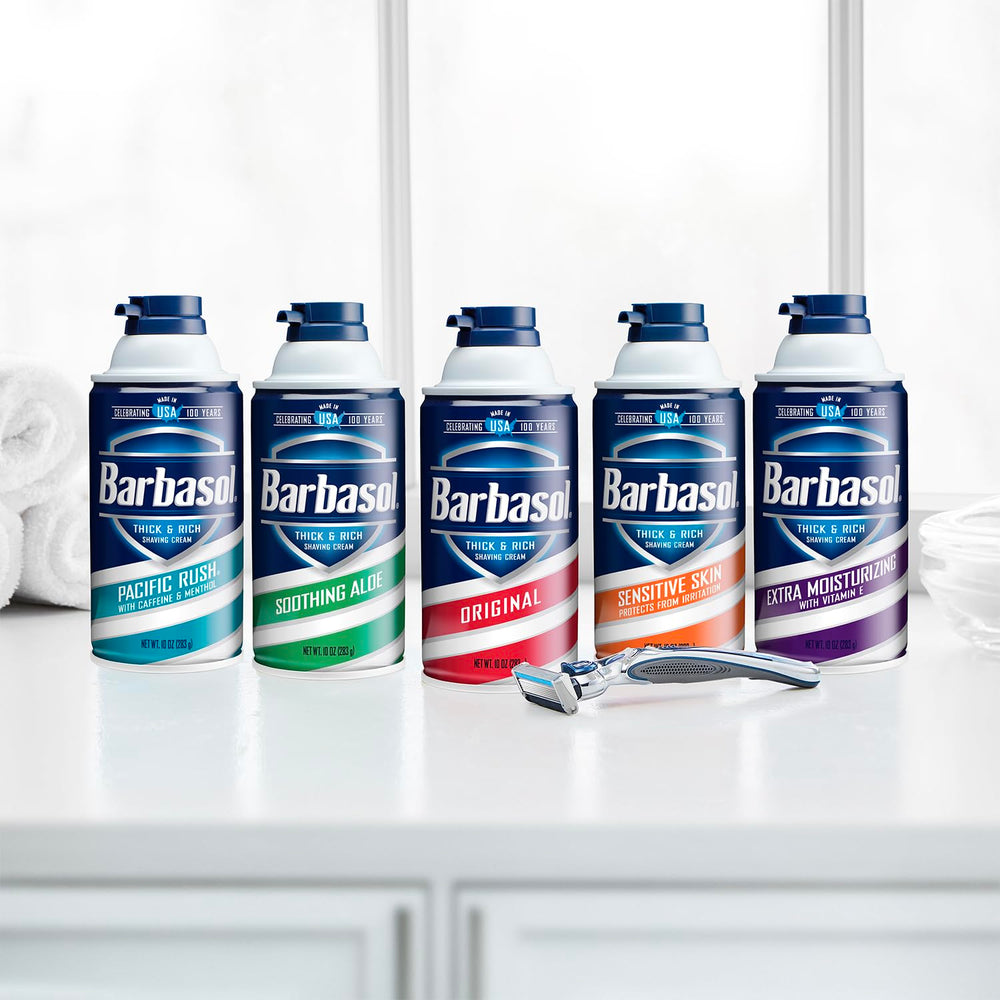 Barbasol lather spreads evenly on skin for a clean feel.