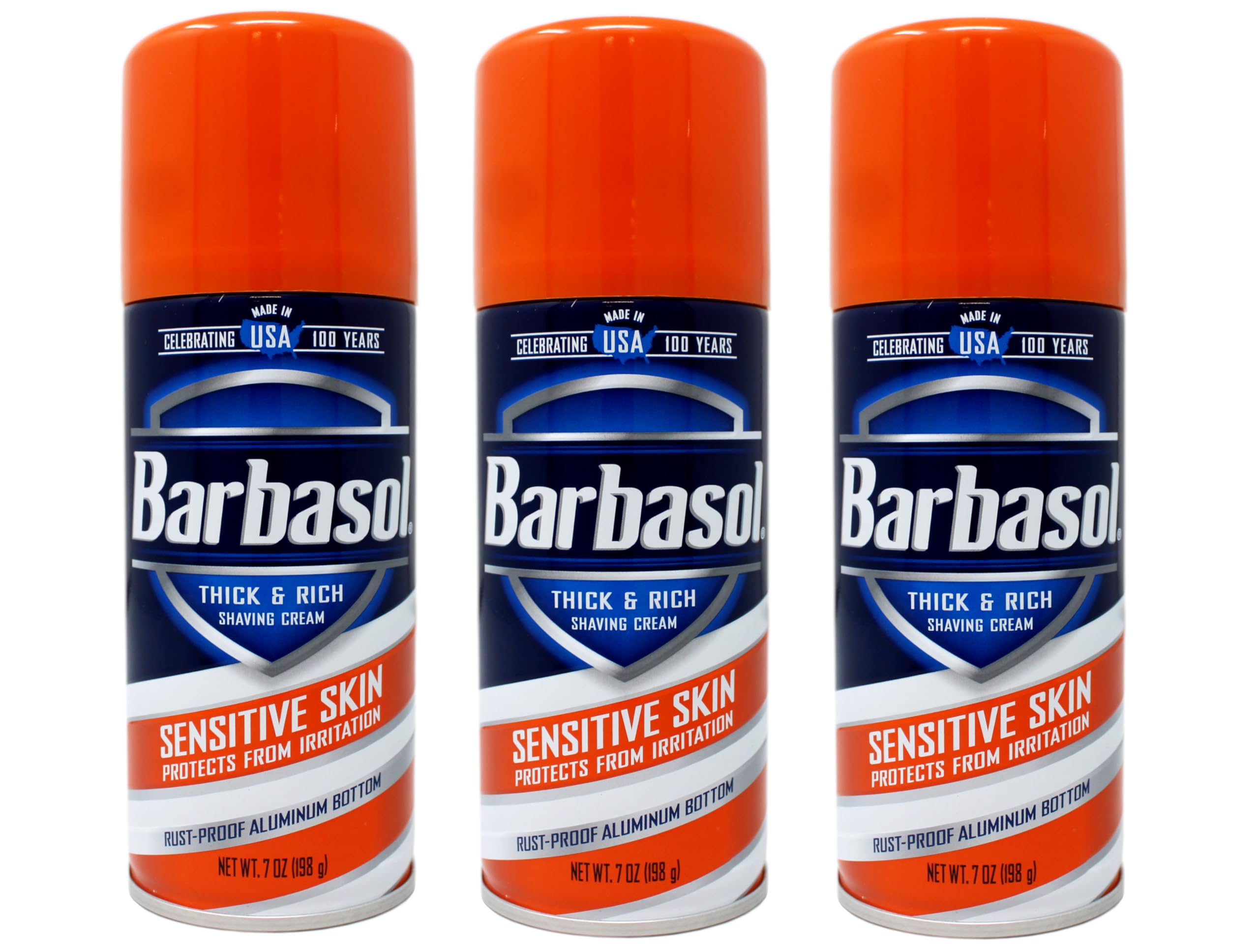 Barbasol can highlighting protective barrier during a shave