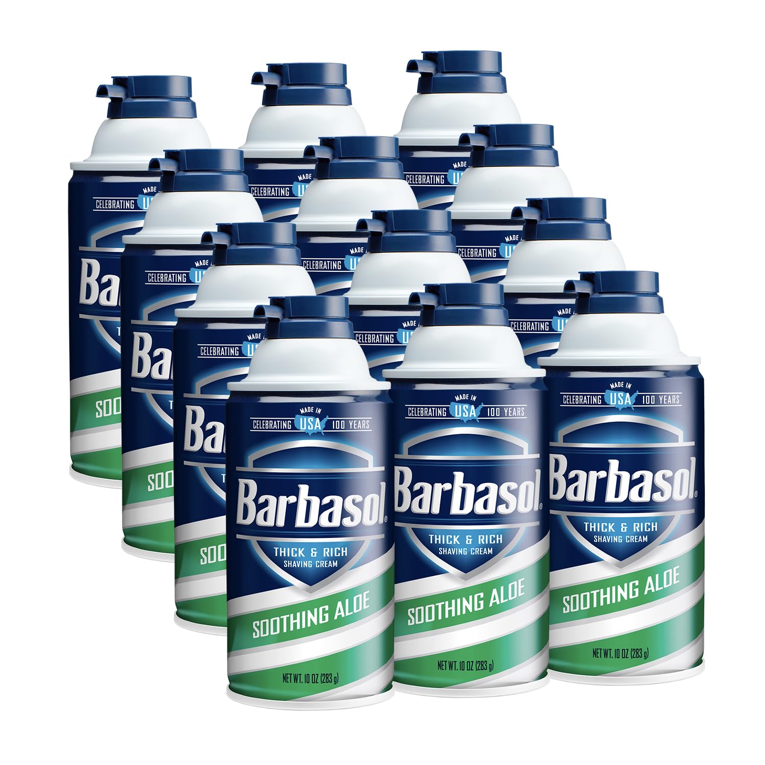 Barbasol Soothing Aloe Thick & Rich Shaving Cream creates a lush lather for a smooth shave.