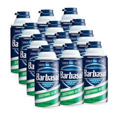 Barbasol Soothing Aloe Thick & Rich Shaving Cream creates a lush lather for a smooth shave.