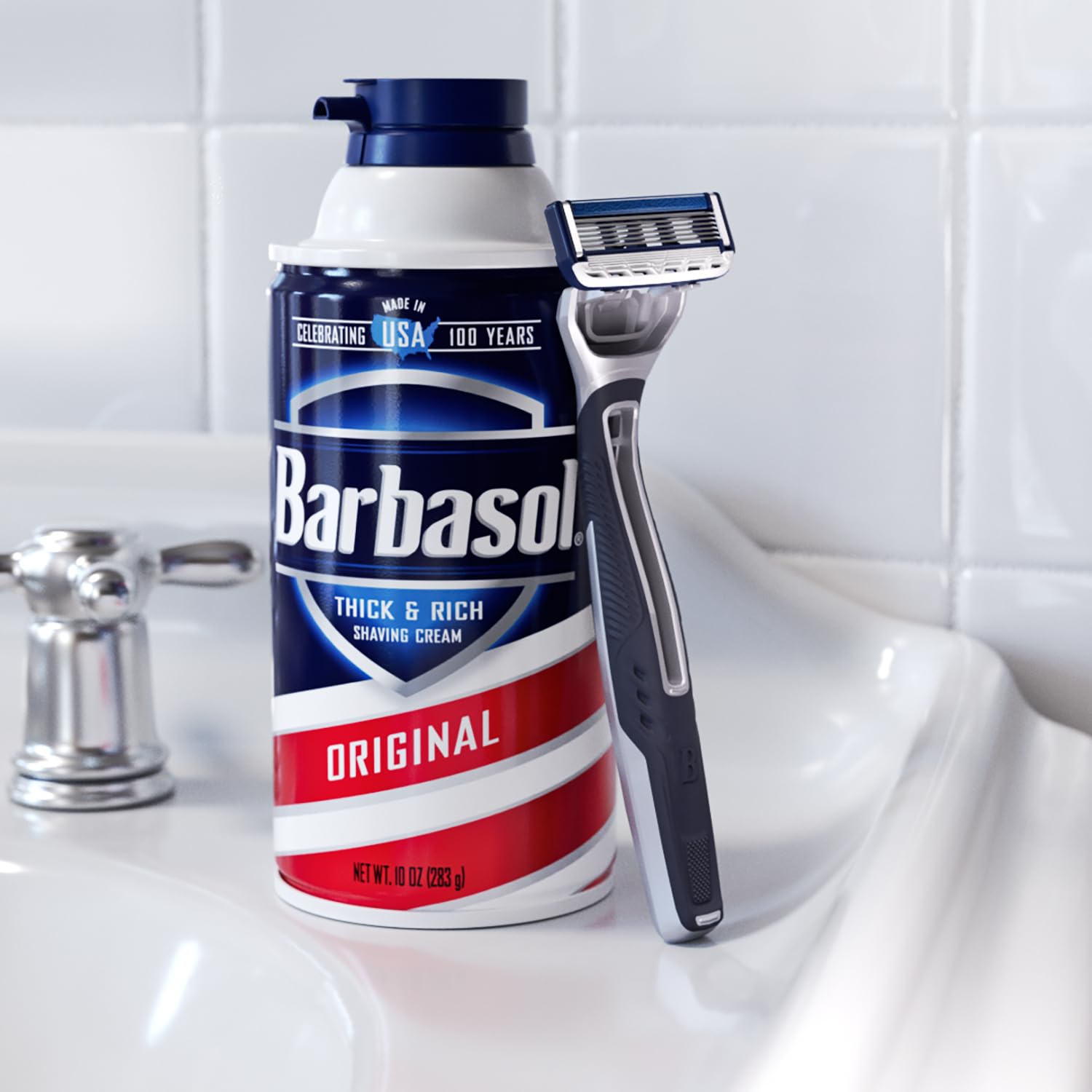 Barbasol value pack design featuring three packs for easy stocking.