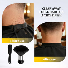 Barber Brush and Neck Duster Set shows soft bristles for skin-friendly cleanup.
