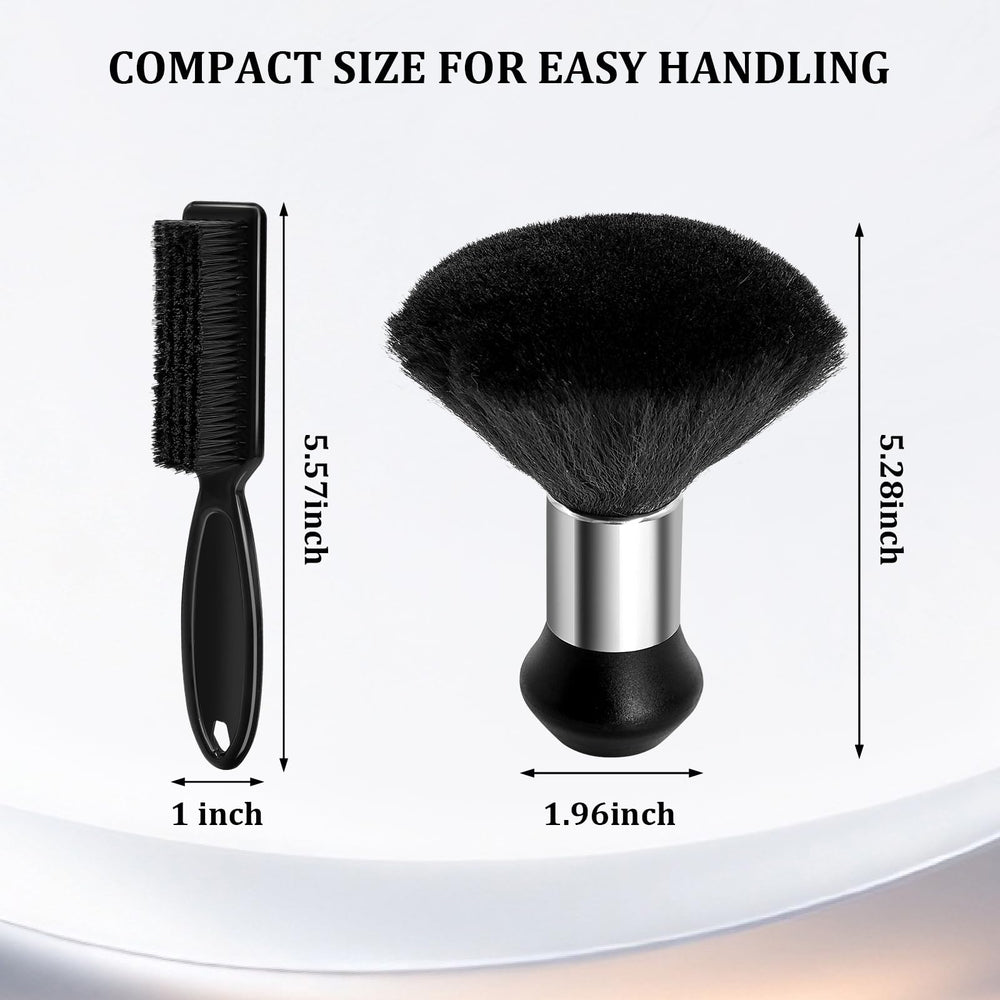 Barber Brush and Neck Duster Set cleaning clippers and stations efficiently.