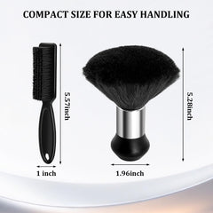 Barber Brush and Neck Duster Set cleaning clippers and stations efficiently.