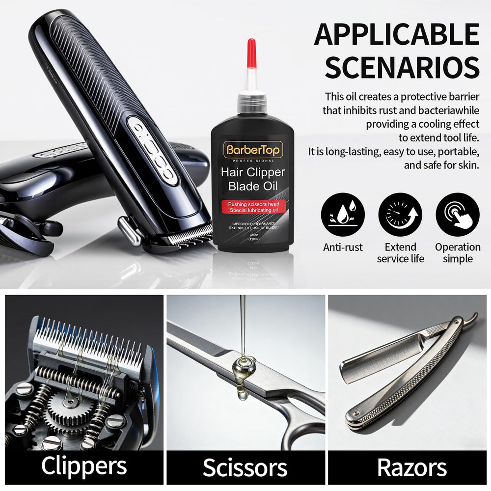 BarberTop oil set works with all brands for home or barber use.