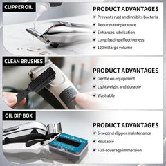 BarberTop cleaning brush cleans crevices safely without scratching blades.