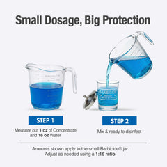 BARBICIDE disinfectant jar compact-4oz design fits small tools like nippers and tweezers.