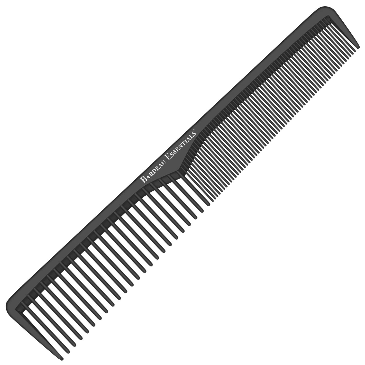 Bardeau Essentials professional 7-inch carbon fiber anti-static comb in black for all hair types.