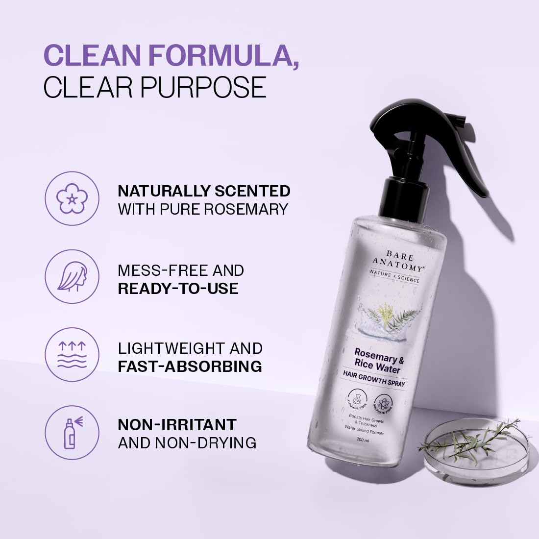 Bare Anatomy fórmula sin fragancia y sin alcohol para todo tipo de cabello.