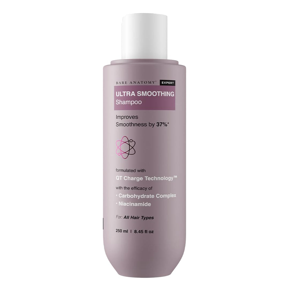 Bare Anatomy Ultra Suavizado Champú: textura visible y cabello suave y sedoso.