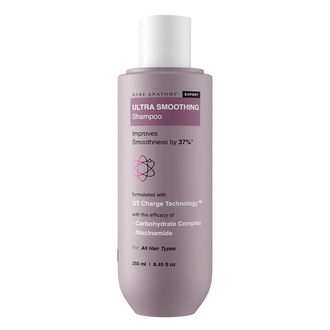 Bare Anatomy Ultra Suavizado Champú: textura visible y cabello suave y sedoso.